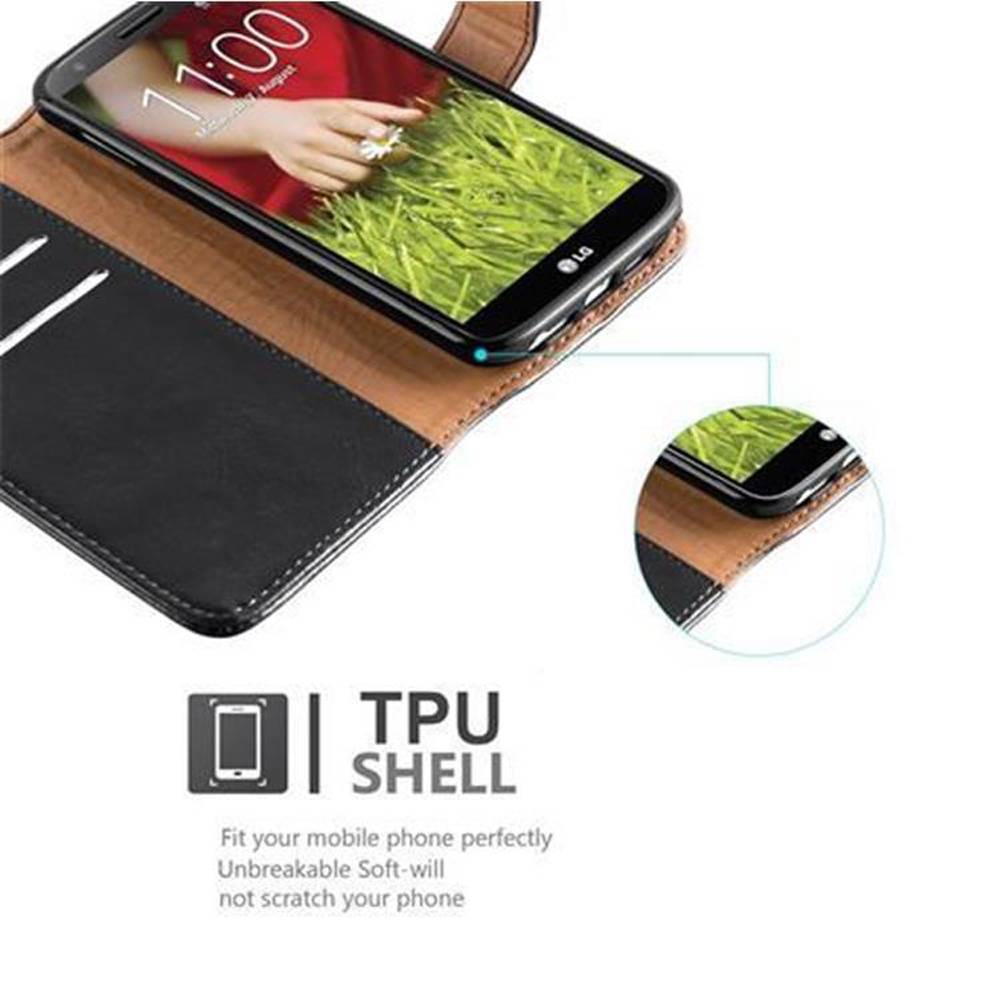 Cadorabo Hülle für LG G2 Schutzhülle in Schwarz Handyhülle Book Tasche Case Etui Luxury