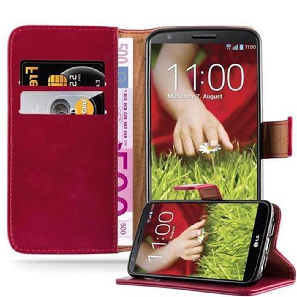 Cadorabo Hülle für LG G2 Schutzhülle in Rot Handyhülle Book Tasche Case Etui Luxury