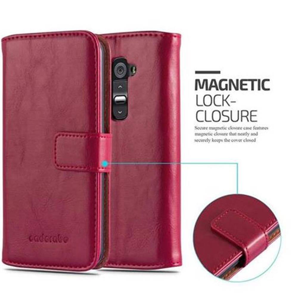 Cadorabo Hülle für LG G2 Schutzhülle in Rot Handyhülle Book Tasche Case Etui Luxury