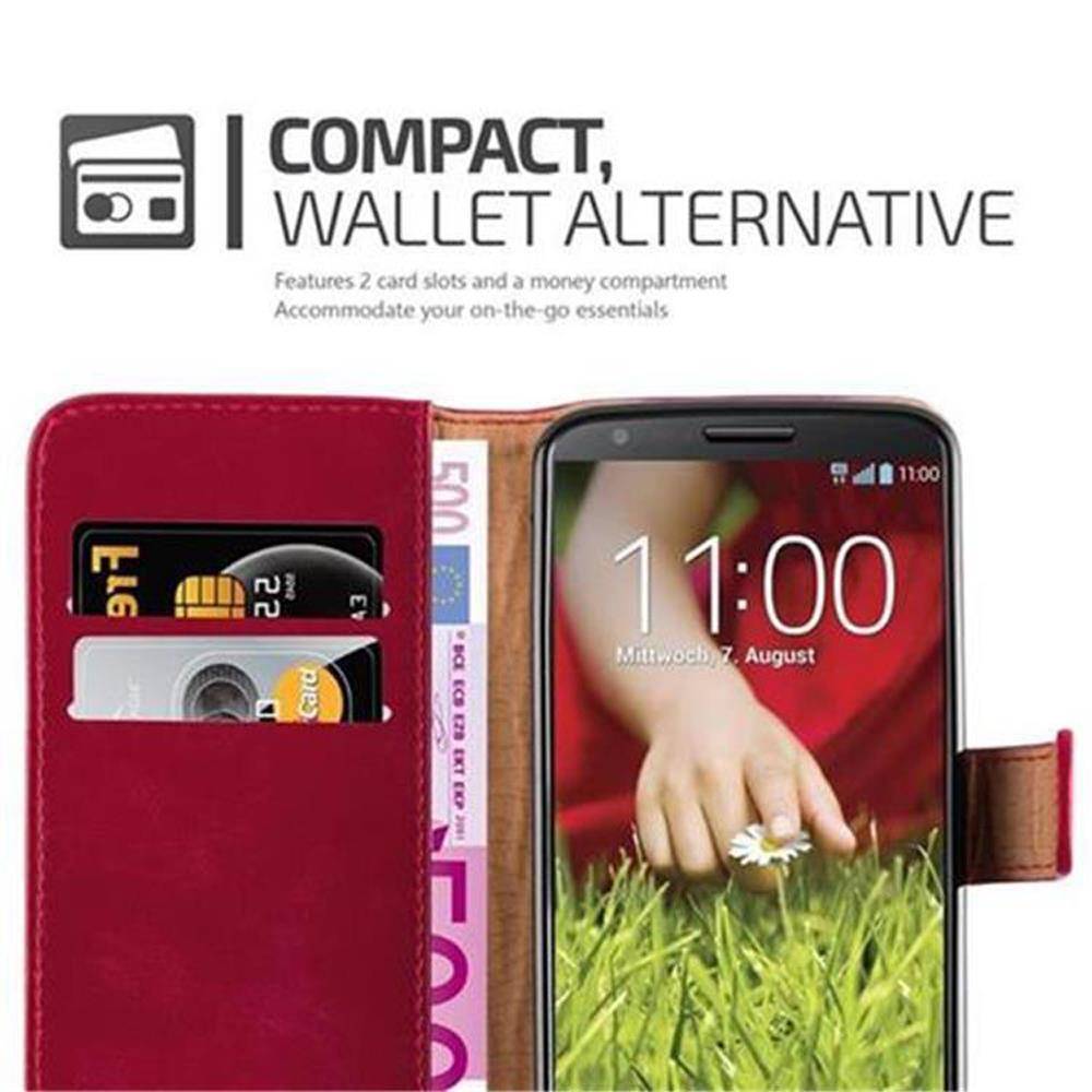 Cadorabo Hülle für LG G2 Schutzhülle in Rot Handyhülle Book Tasche Case Etui Luxury