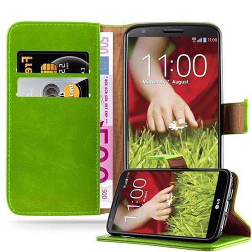 Cadorabo Hülle für LG G2 Schutzhülle in Grün Handyhülle Book Tasche Case Etui Luxury