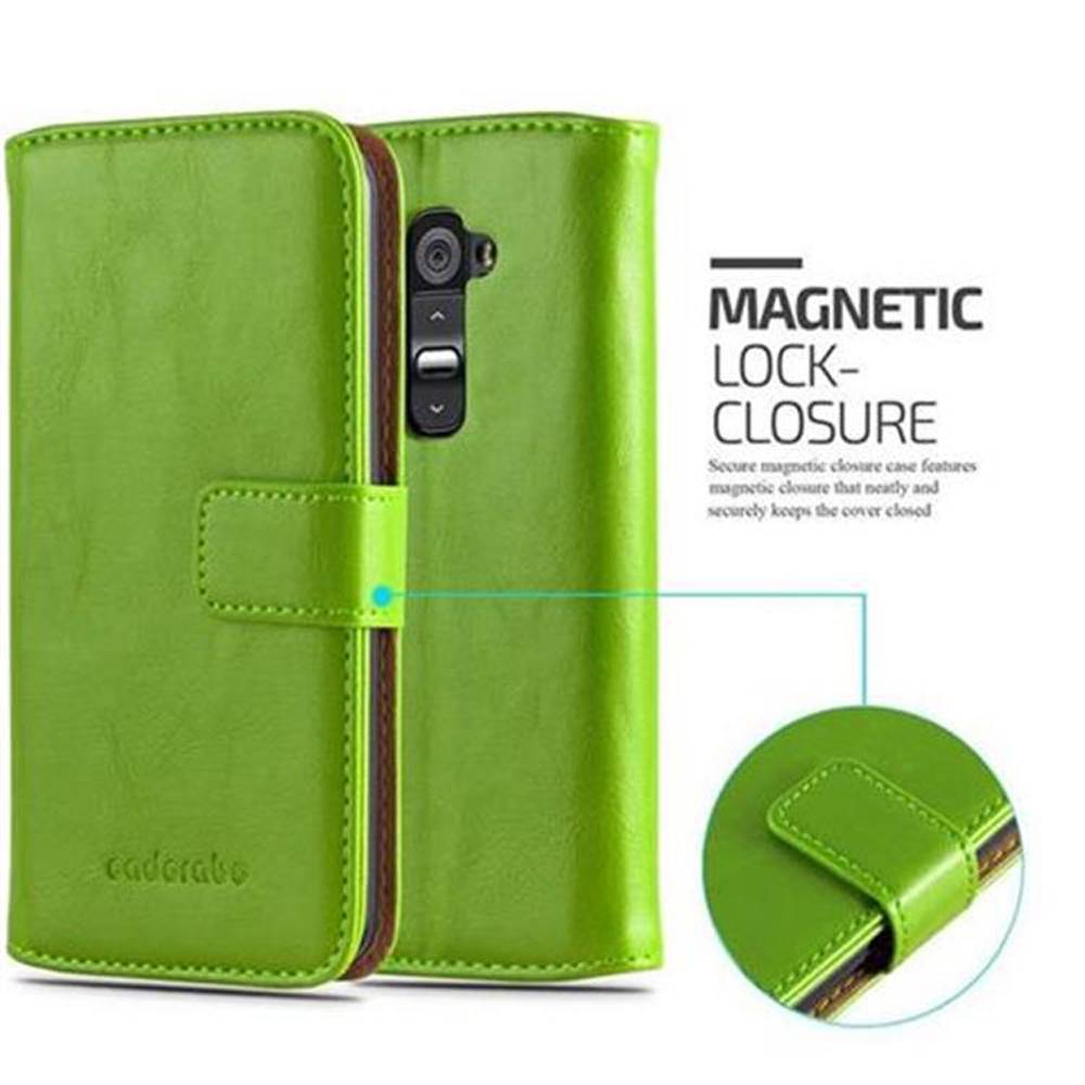 Cadorabo Hülle für LG G2 Schutzhülle in Grün Handyhülle Book Tasche Case Etui Luxury