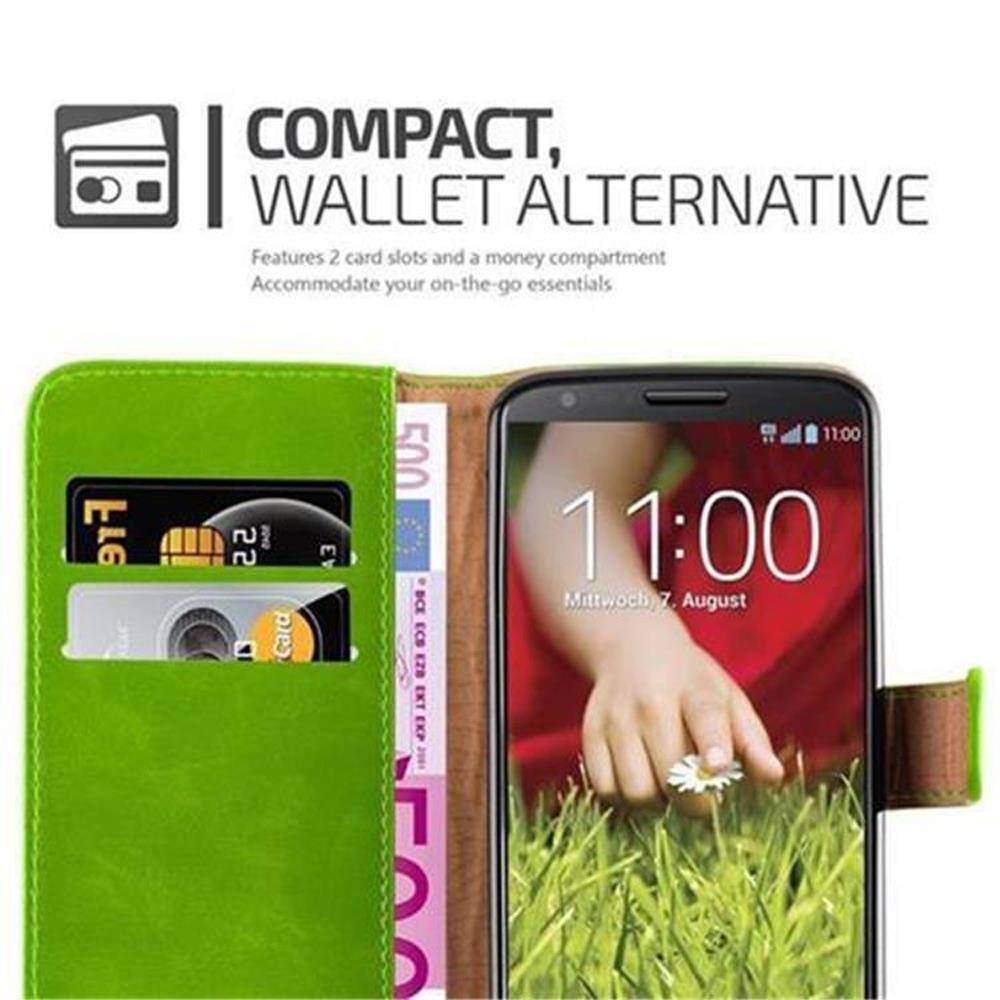 Cadorabo Hülle für LG G2 Schutzhülle in Grün Handyhülle Book Tasche Case Etui Luxury