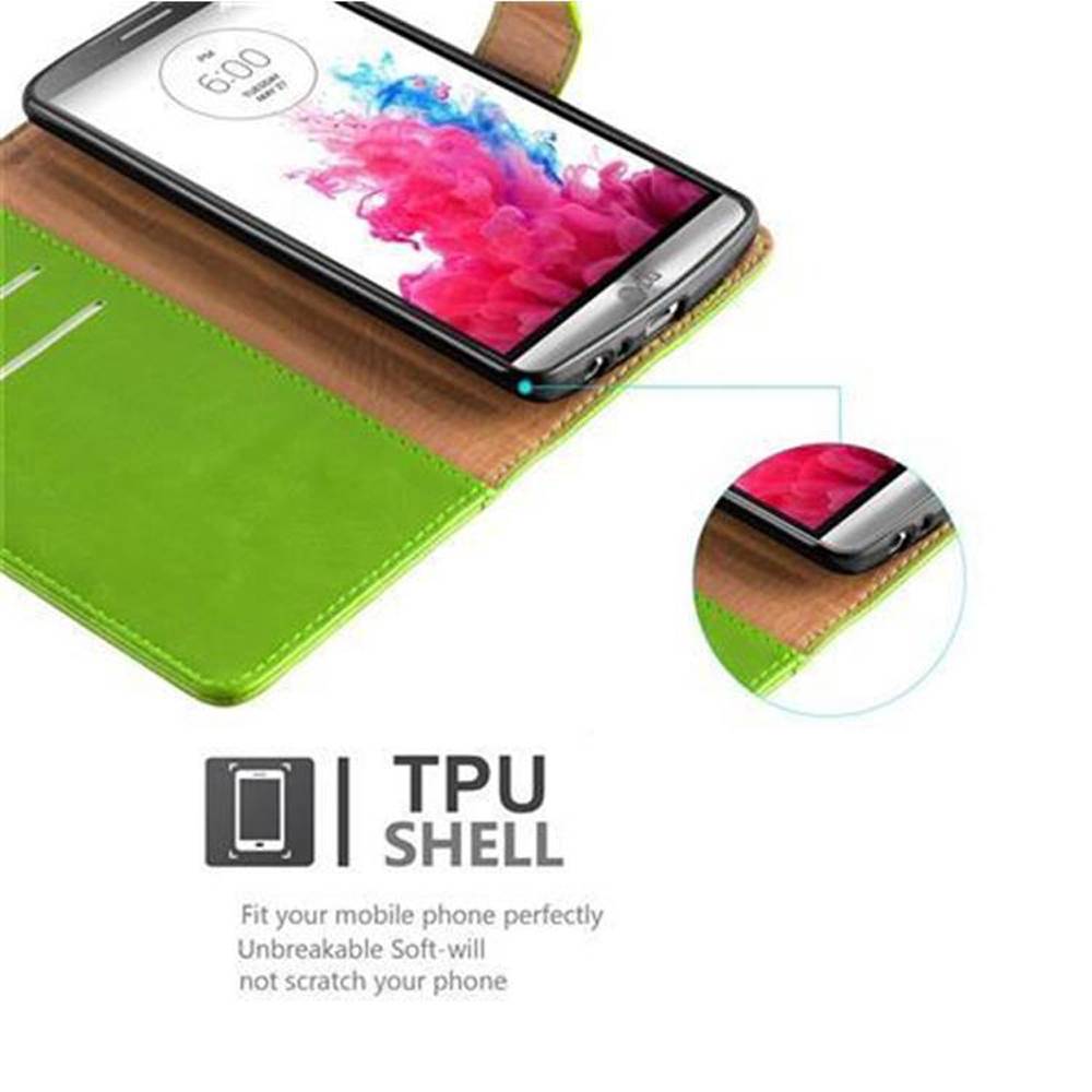 Cadorabo Hülle für LG G3 Schutzhülle in Grün Handyhülle Book Tasche Case Etui Luxury