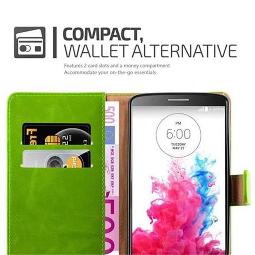 Cadorabo Hülle für LG G3 Schutzhülle in Grün Handyhülle Book Tasche Case Etui Luxury