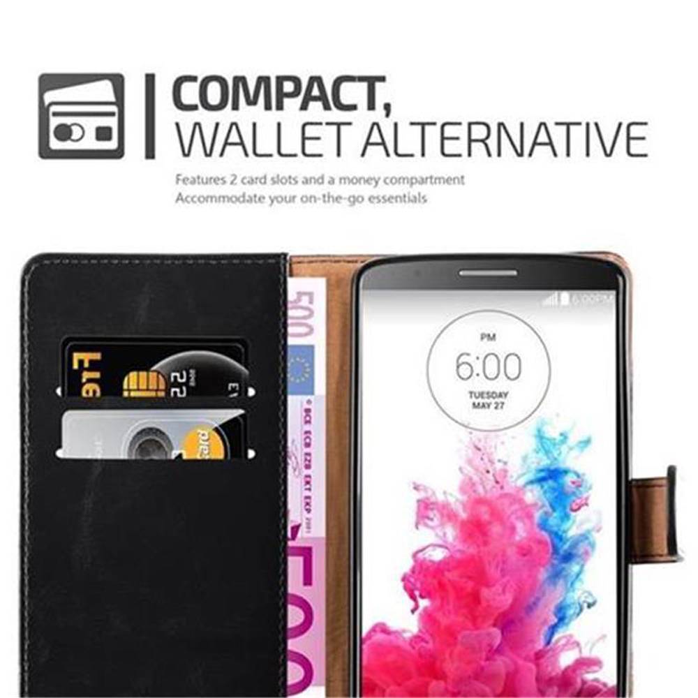 Cadorabo Hülle für LG G3 Schutzhülle in Schwarz Handyhülle Book Tasche Case Etui Luxury