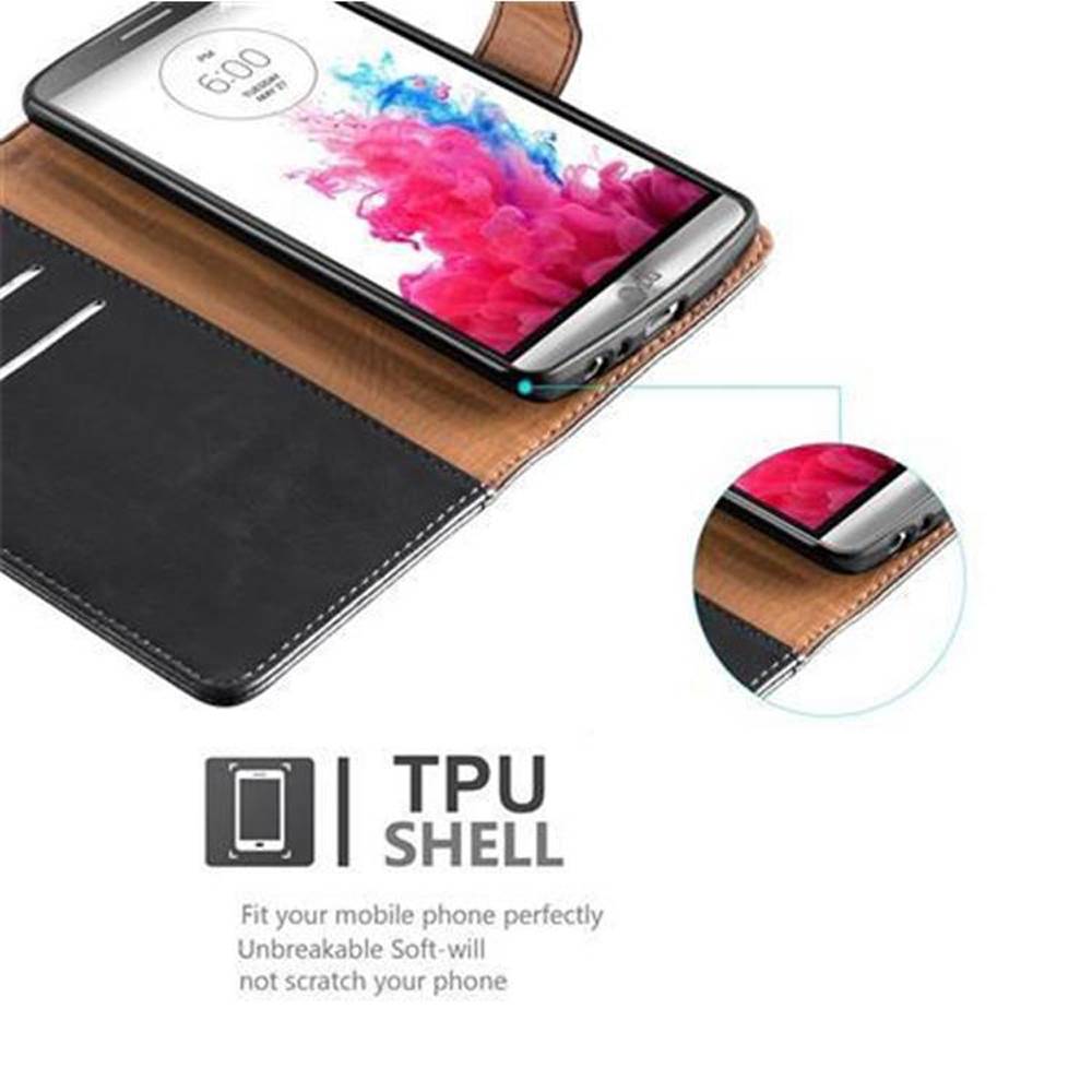 Cadorabo Hülle für LG G3 Schutzhülle in Schwarz Handyhülle Book Tasche Case Etui Luxury