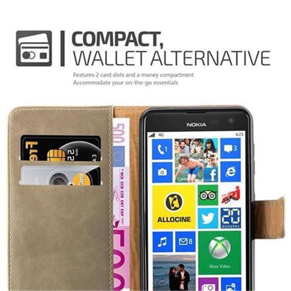 Cadorabo Hülle für Nokia Lumia 625 Schutzhülle in Braun Handyhülle Book Tasche Case Etui Luxury