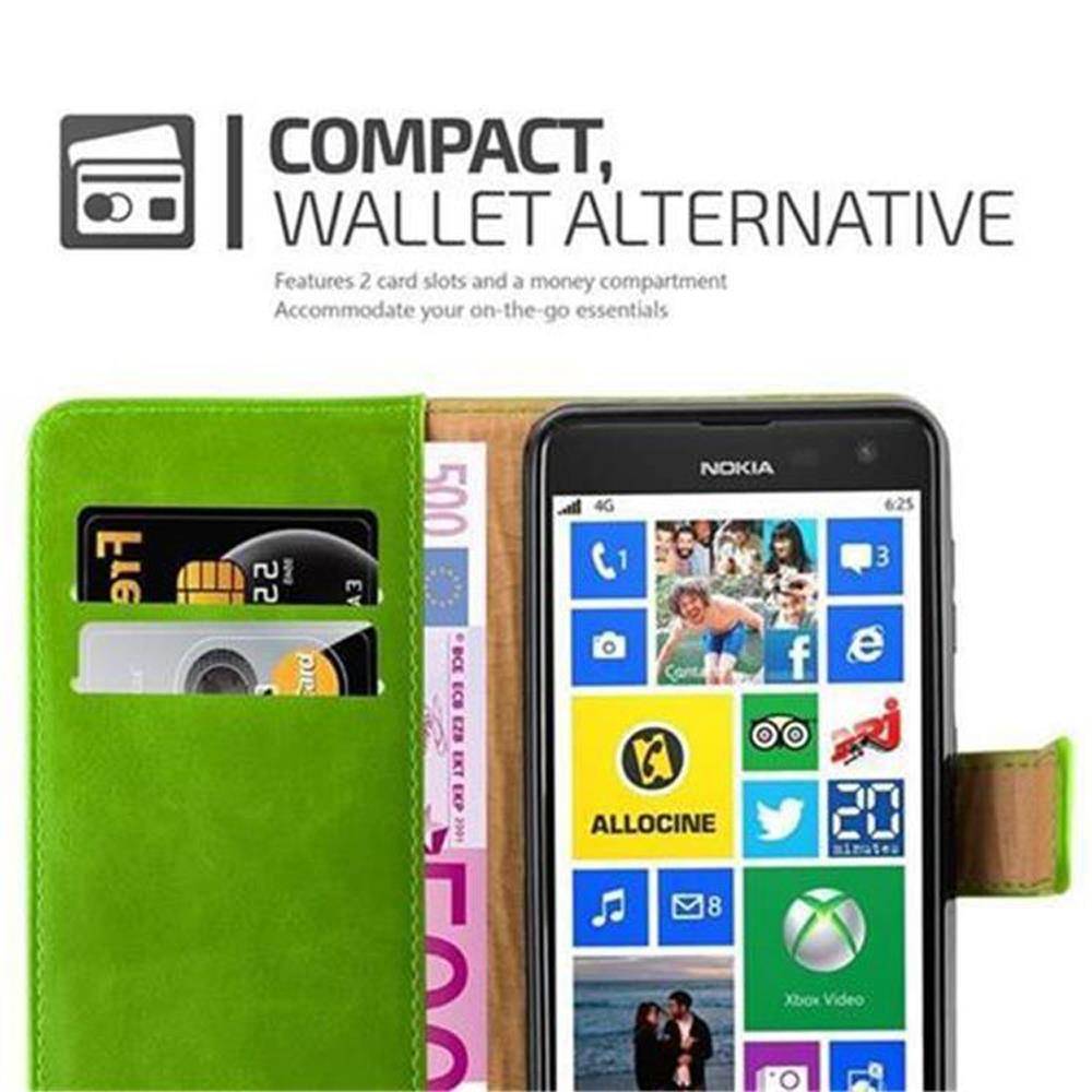 Cadorabo Hülle für Nokia Lumia 625 Schutzhülle in Grün Handyhülle Book Tasche Case Etui Luxury