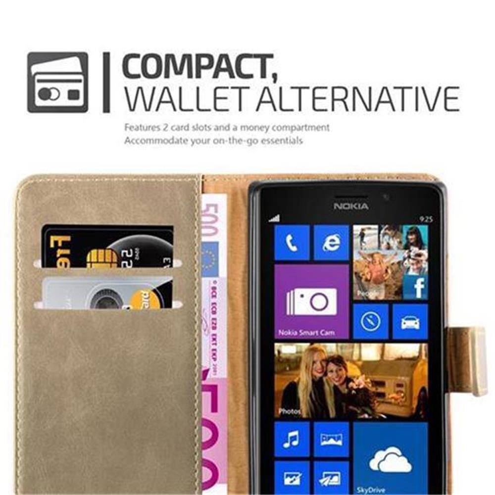 Cadorabo Hülle für Nokia Lumia 925 Schutzhülle in Braun Handyhülle Book Tasche Case Etui Luxury