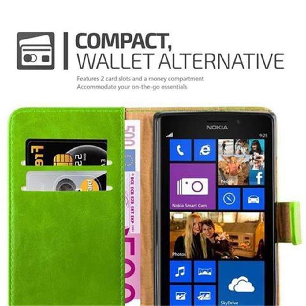 Cadorabo Hülle für Nokia Lumia 925 Schutzhülle in Grün Handyhülle Book Tasche Case Etui Luxury