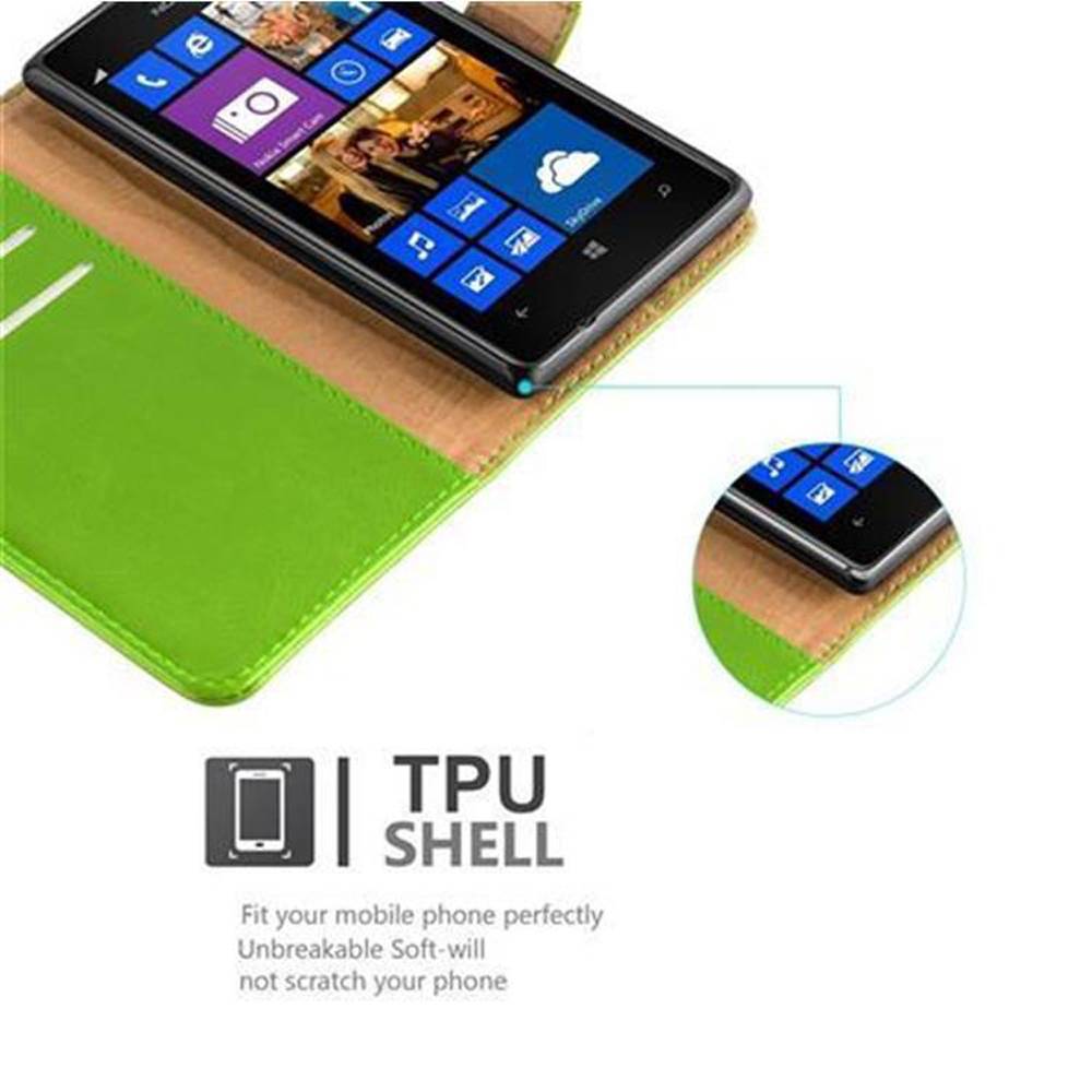 Cadorabo Hülle für Nokia Lumia 925 Schutzhülle in Grün Handyhülle Book Tasche Case Etui Luxury