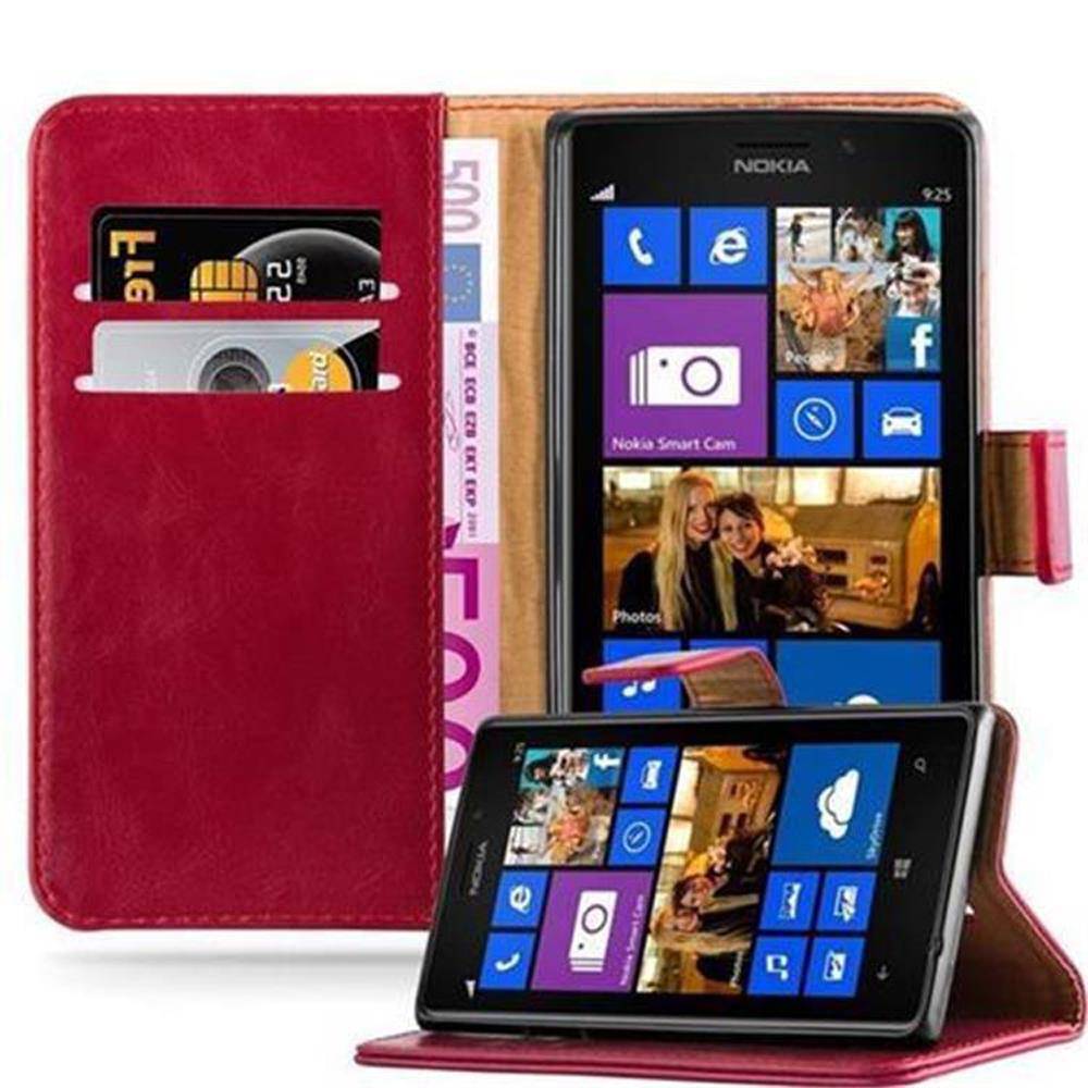 Cadorabo Hülle für Nokia Lumia 925 Schutzhülle in Rot Handyhülle Book Tasche Case Etui Luxury