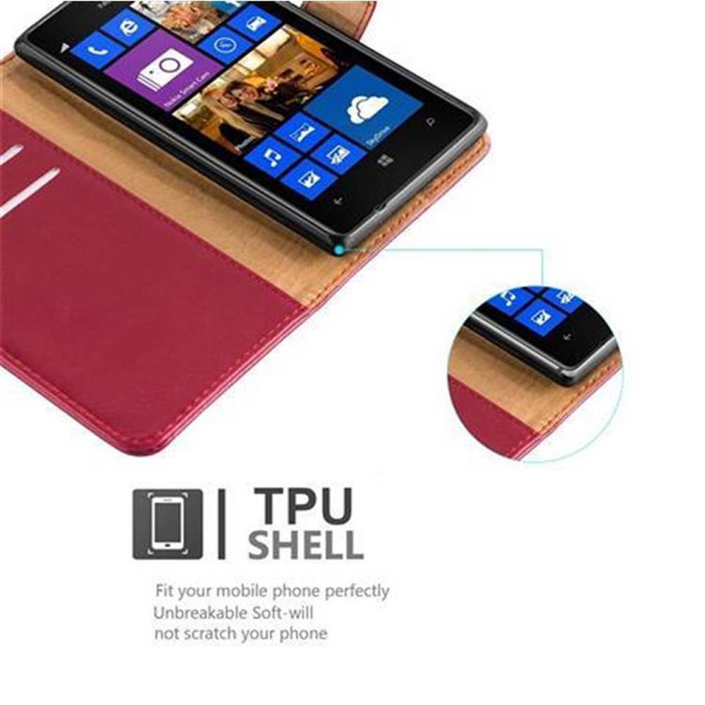 Cadorabo Hülle für Nokia Lumia 925 Schutzhülle in Rot Handyhülle Book Tasche Case Etui Luxury