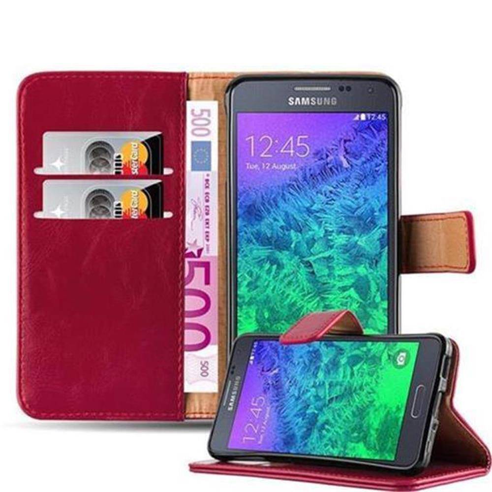 Cadorabo Hülle für Samsung Galaxy ALPHA Schutzhülle in Rot Handyhülle Book Tasche Case Etui Luxury