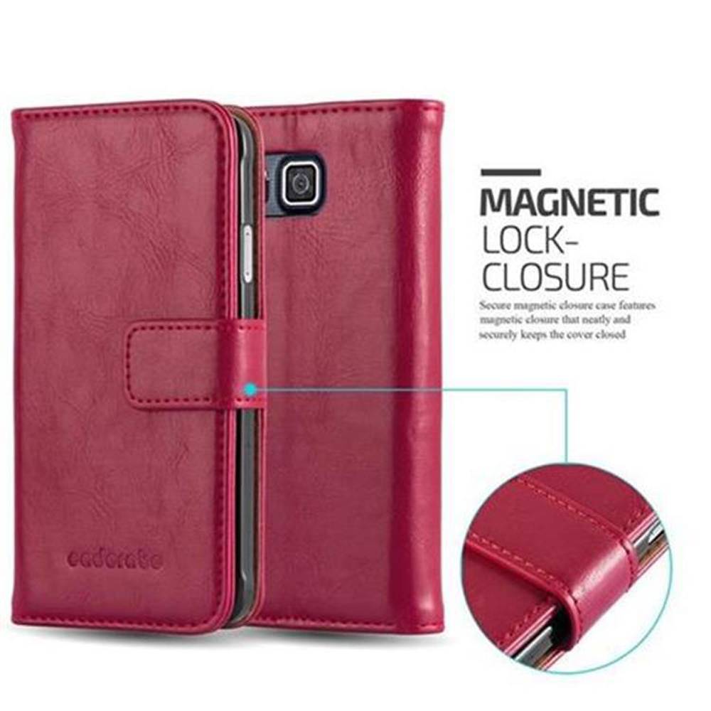 Cadorabo Hülle für Samsung Galaxy ALPHA Schutzhülle in Rot Handyhülle Book Tasche Case Etui Luxury