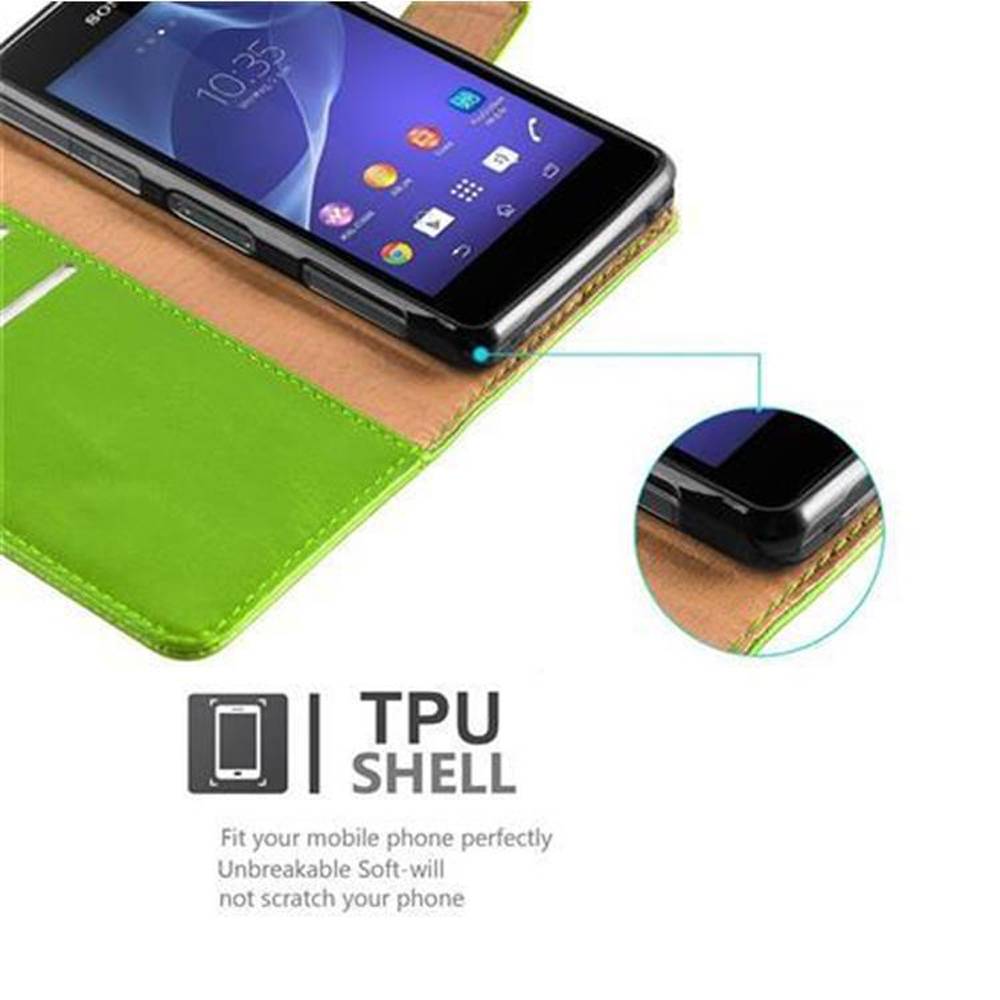 Cadorabo Hülle für Sony Xperia Z1 COMPACT Schutzhülle in Grün Handyhülle Book Tasche Case Etui Luxury