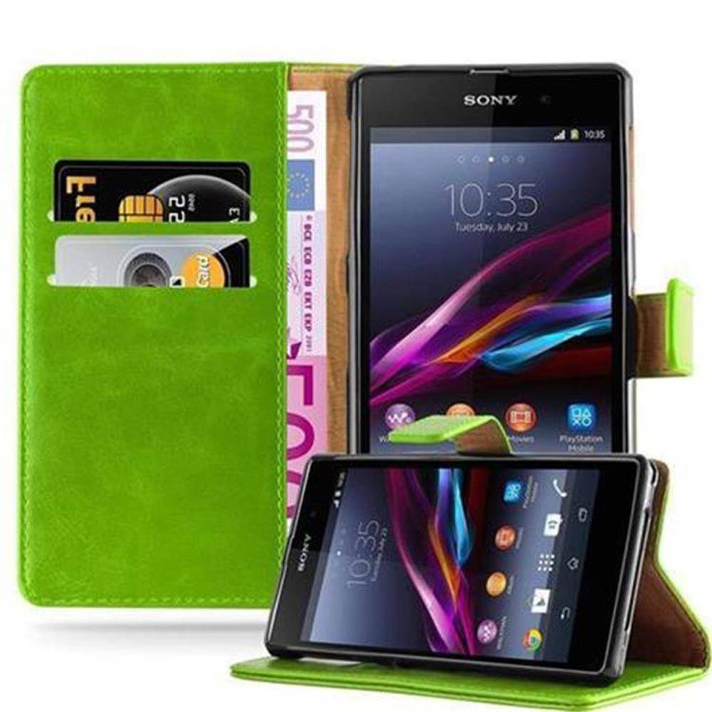 Cadorabo Hülle für Sony Xperia Z1 Schutzhülle in Grün Handyhülle Book Tasche Case Etui Luxury