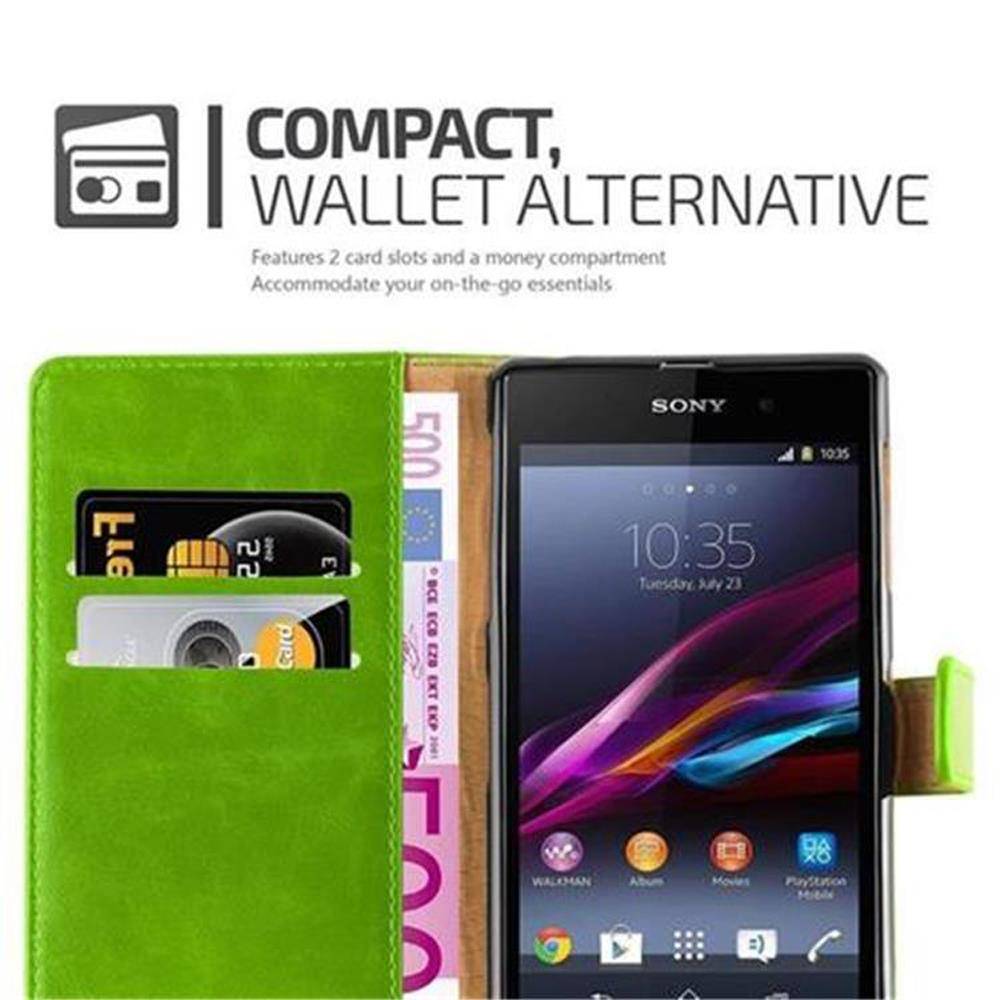 Cadorabo Hülle für Sony Xperia Z1 Schutzhülle in Grün Handyhülle Book Tasche Case Etui Luxury