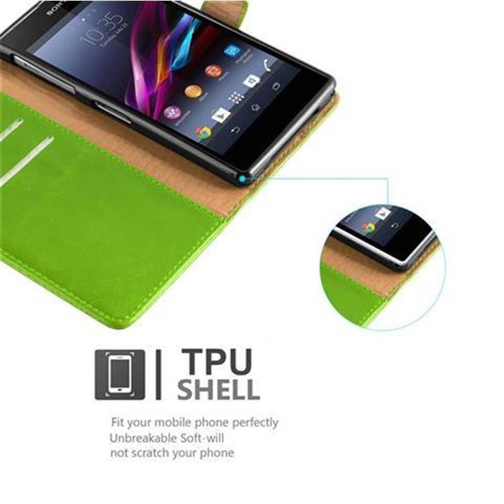 Cadorabo Hülle für Sony Xperia Z1 Schutzhülle in Grün Handyhülle Book Tasche Case Etui Luxury
