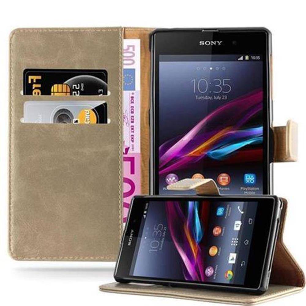 Cadorabo Hülle für Sony Xperia Z1 Schutzhülle in Braun Handyhülle Book Tasche Case Etui Luxury