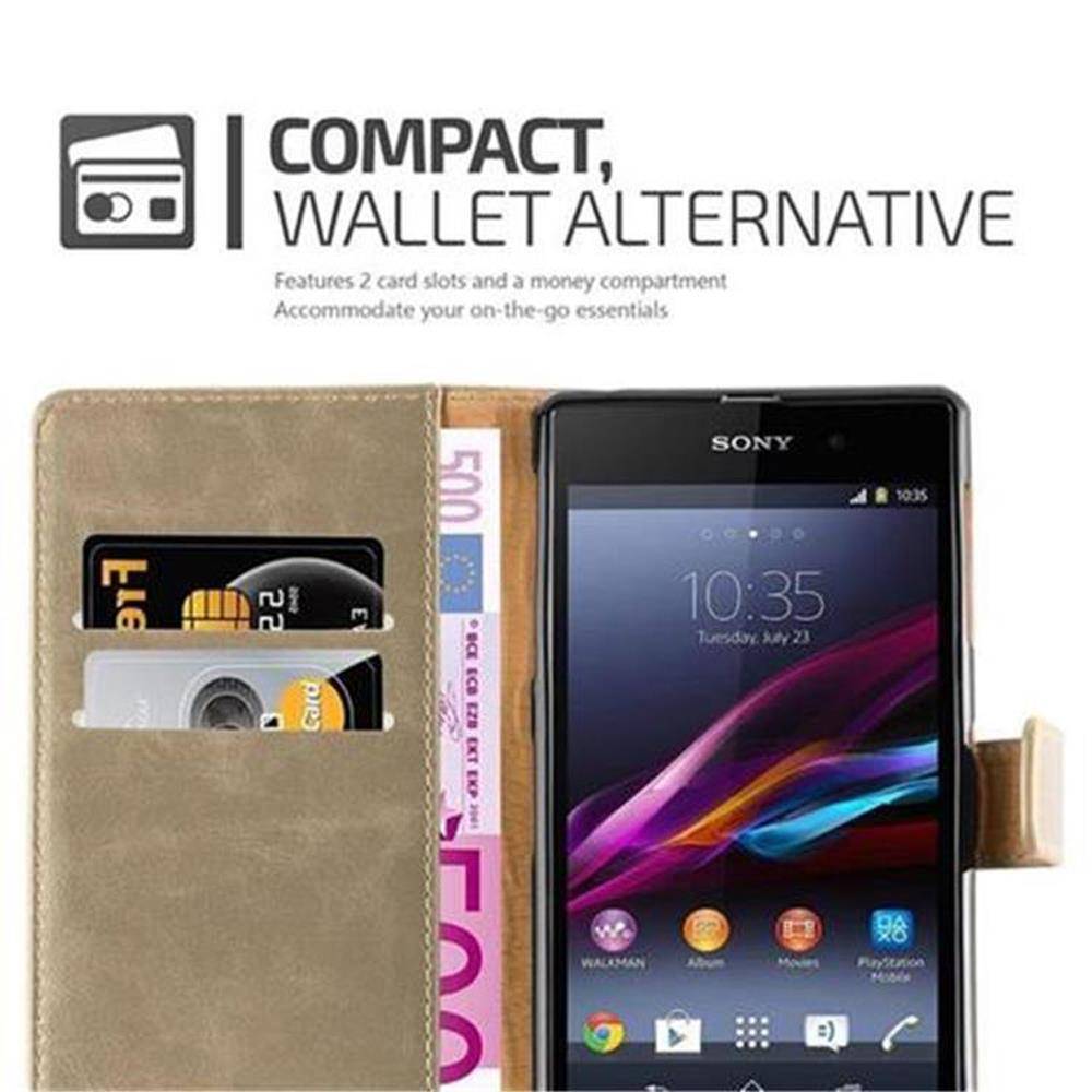 Cadorabo Hülle für Sony Xperia Z1 Schutzhülle in Braun Handyhülle Book Tasche Case Etui Luxury