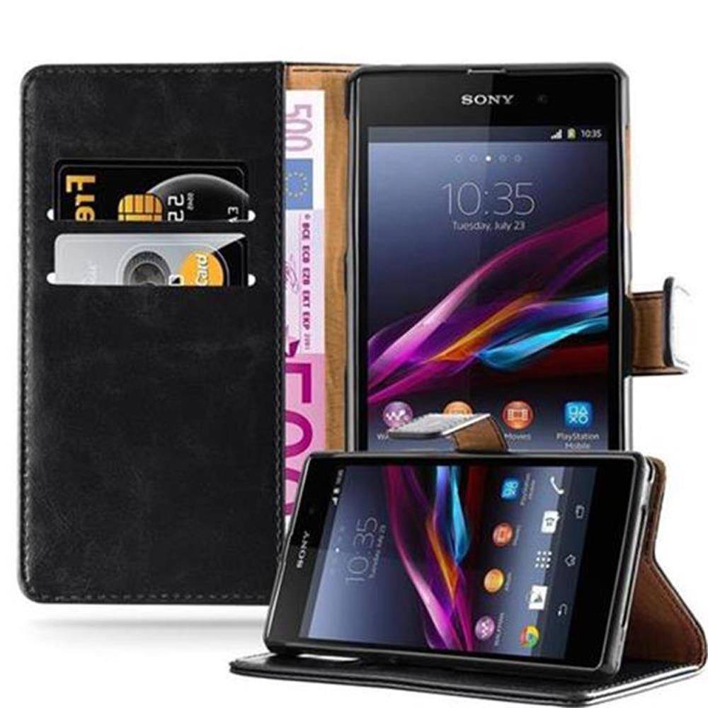 Cadorabo Hülle für Sony Xperia Z1 Schutzhülle in Schwarz Handyhülle Book Tasche Case Etui Luxury