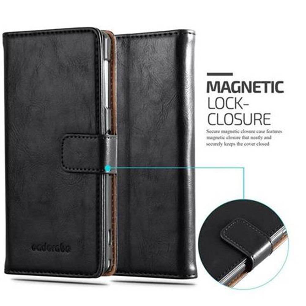 Cadorabo Hülle für Sony Xperia Z1 Schutzhülle in Schwarz Handyhülle Book Tasche Case Etui Luxury