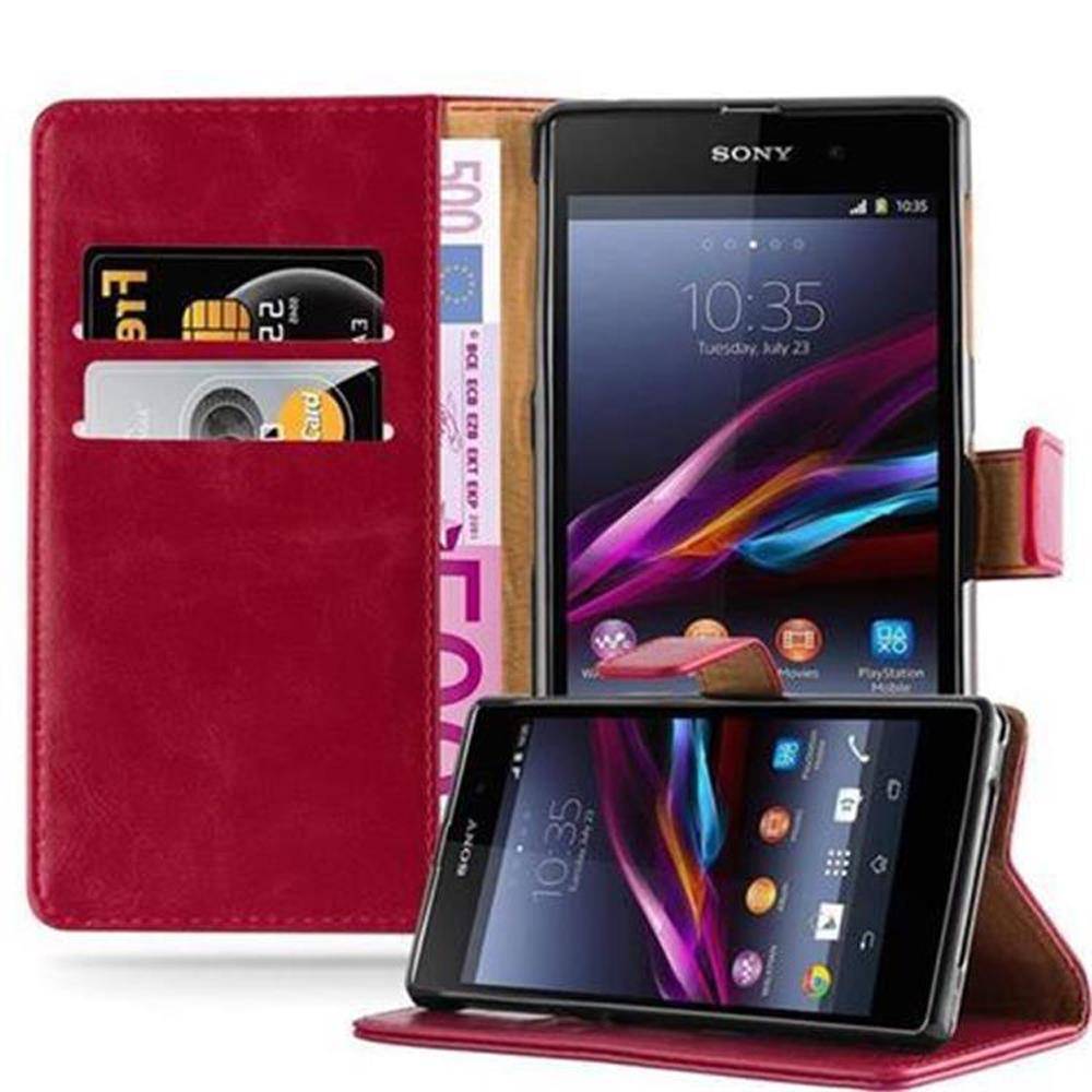 Cadorabo Hülle für Sony Xperia Z1 Schutzhülle in Rot Handyhülle Book Tasche Case Etui Luxury