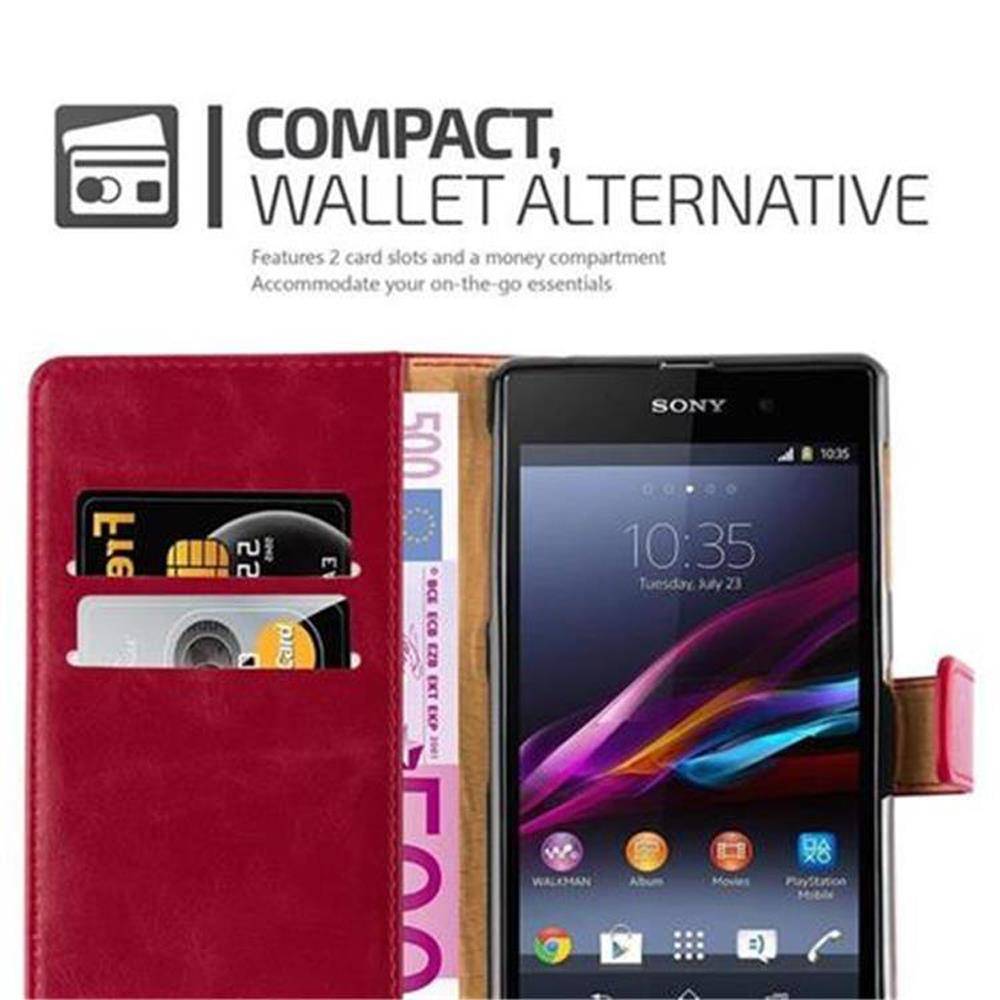Cadorabo Hülle für Sony Xperia Z1 Schutzhülle in Rot Handyhülle Book Tasche Case Etui Luxury