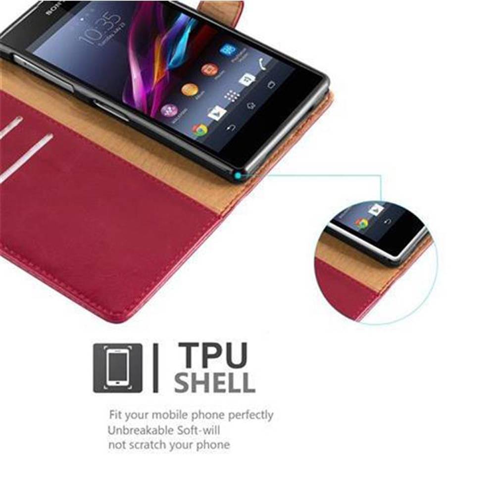 Cadorabo Hülle für Sony Xperia Z1 Schutzhülle in Rot Handyhülle Book Tasche Case Etui Luxury