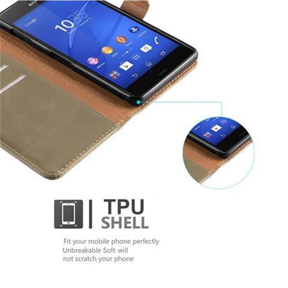 Cadorabo Hülle für Sony Xperia Z3 Schutzhülle in Braun Handyhülle Book Tasche Case Etui Luxury