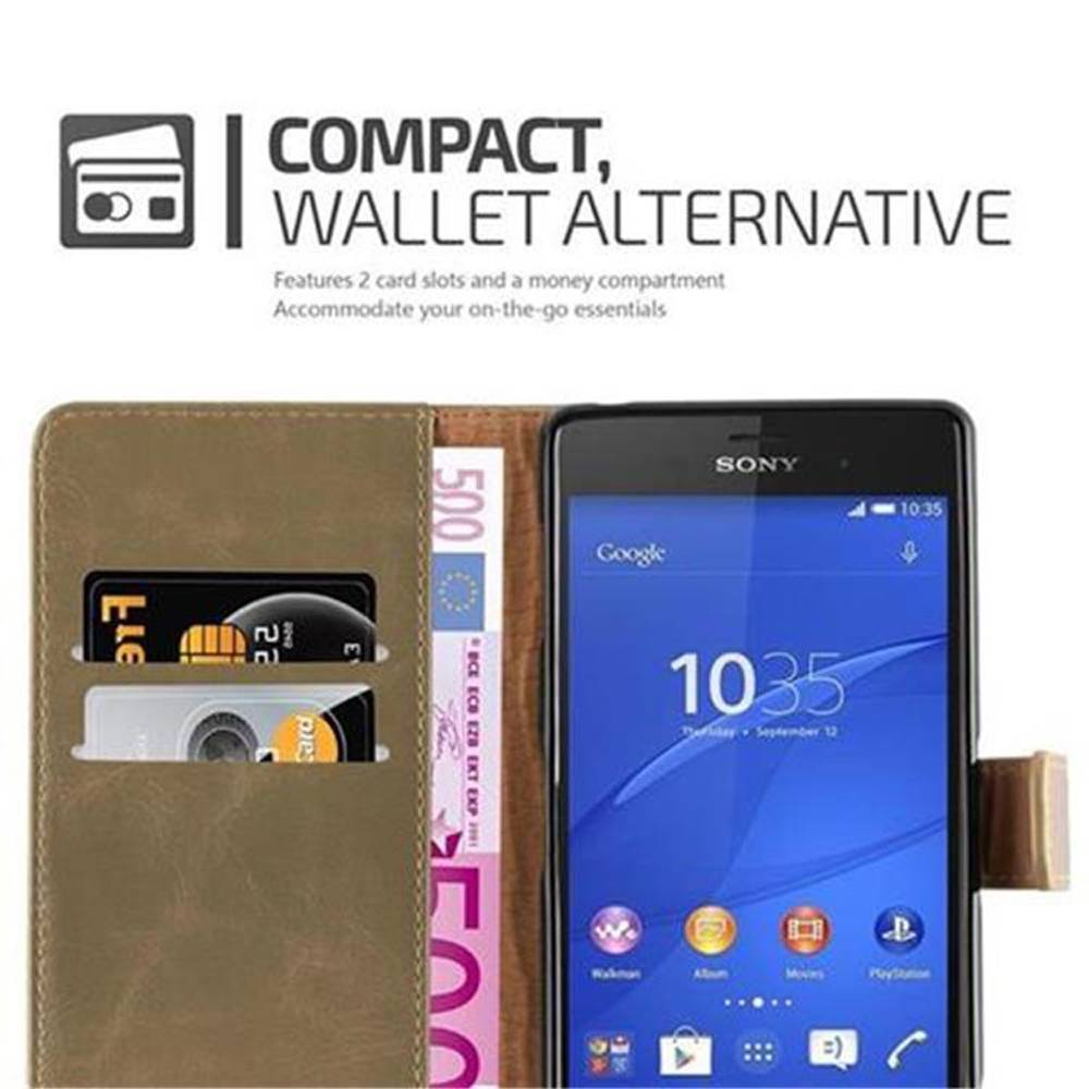 Cadorabo Hülle für Sony Xperia Z3 Schutzhülle in Braun Handyhülle Book Tasche Case Etui Luxury