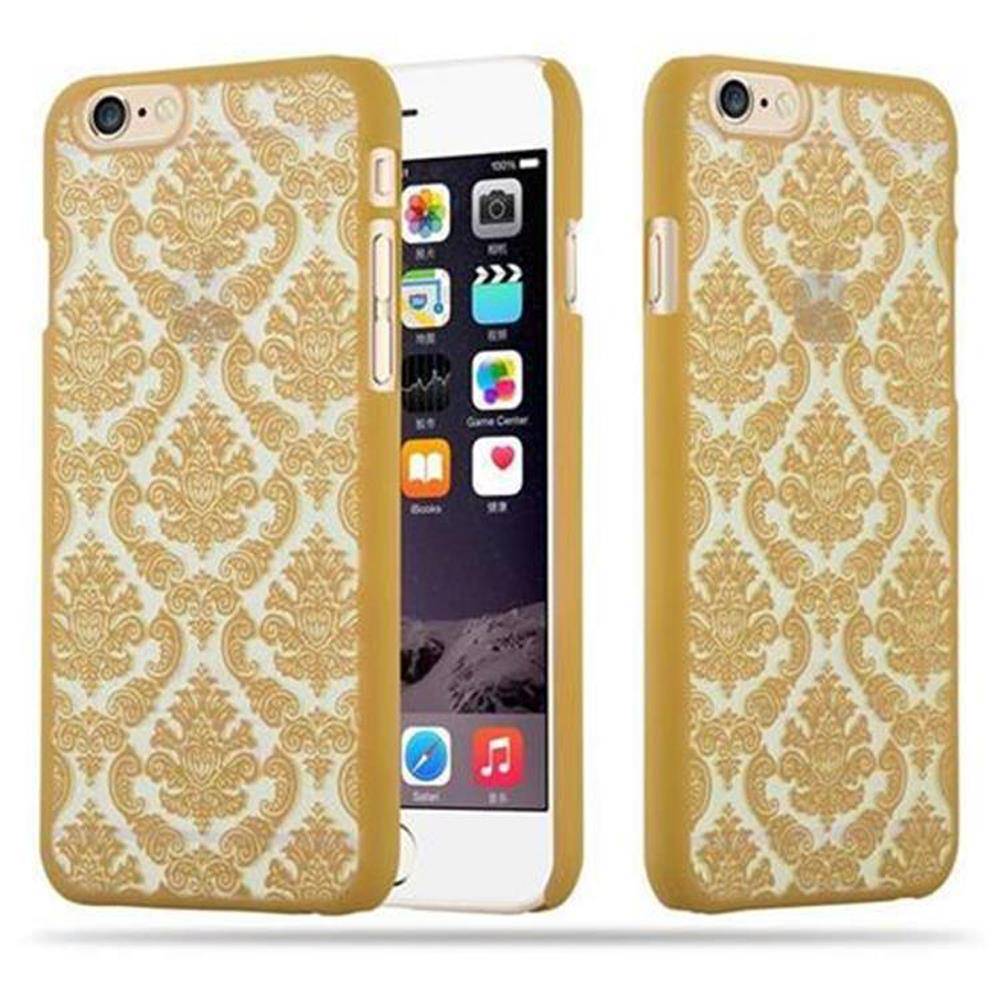 Cadorabo Hülle für Apple iPhone 6 / 6S Schutz Hülle in Gold Hard Case Schutzhülle Blumen Etui Handyhülle