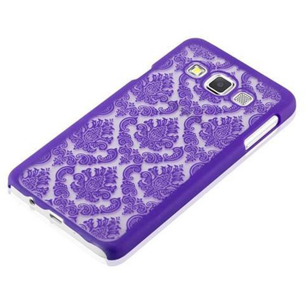 Cadorabo Hülle für Samsung Galaxy A3 2015 Schutz Hülle in Lila Hard Case Schutzhülle Blumen Etui Handyhülle