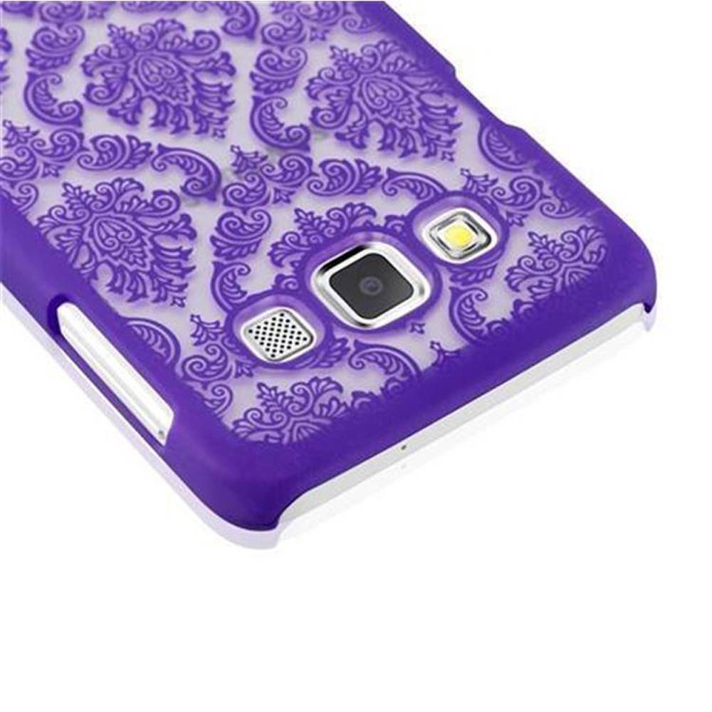Cadorabo Hülle für Samsung Galaxy A3 2015 Schutz Hülle in Lila Hard Case Schutzhülle Blumen Etui Handyhülle