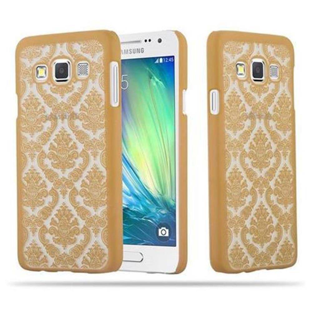 Cadorabo Hülle für Samsung Galaxy A3 2015 Schutz Hülle in Gold Hard Case Schutzhülle Blumen Etui Handyhülle