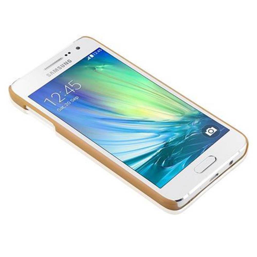 Cadorabo Hülle für Samsung Galaxy A3 2015 Schutz Hülle in Gold Hard Case Schutzhülle Blumen Etui Handyhülle