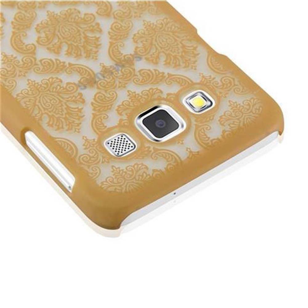 Cadorabo Hülle für Samsung Galaxy A3 2015 Schutz Hülle in Gold Hard Case Schutzhülle Blumen Etui Handyhülle