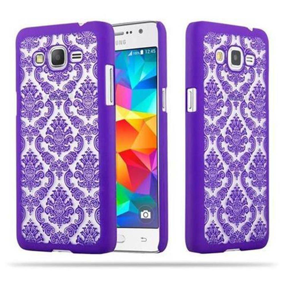 Cadorabo Hülle für Samsung Galaxy GRAND PRIME Schutz Hülle in Lila Hard Case Schutzhülle Blumen Etui Handyhülle