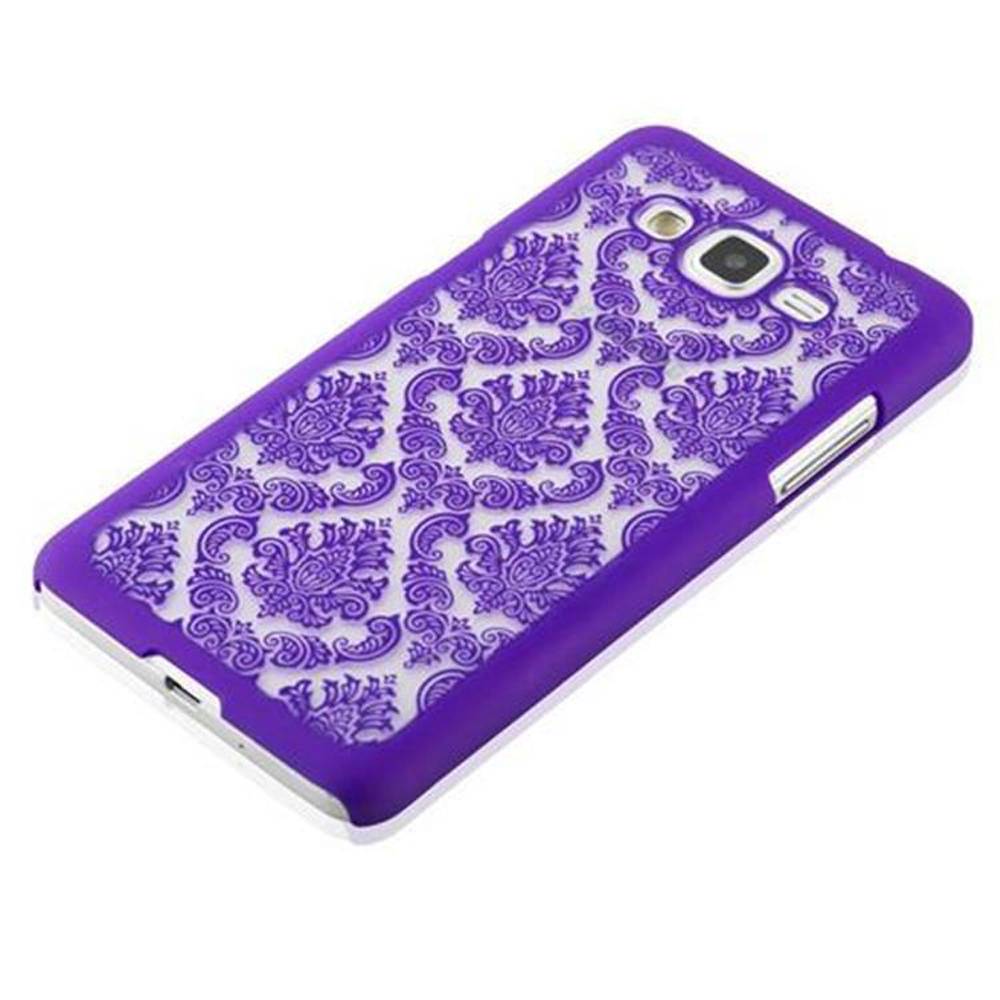 Cadorabo Hülle für Samsung Galaxy GRAND PRIME Schutz Hülle in Lila Hard Case Schutzhülle Blumen Etui Handyhülle
