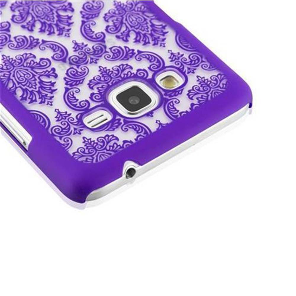 Cadorabo Hülle für Samsung Galaxy GRAND PRIME Schutz Hülle in Lila Hard Case Schutzhülle Blumen Etui Handyhülle