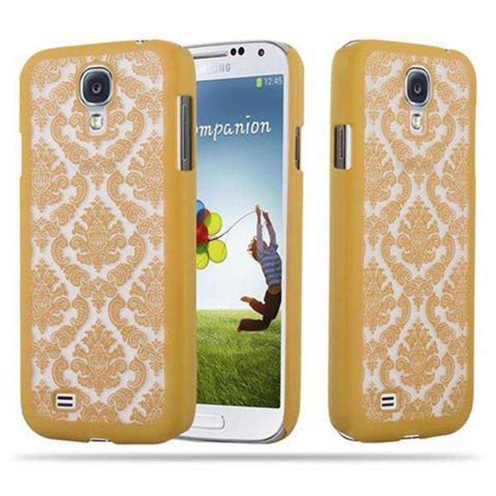 Cadorabo Hülle für Samsung Galaxy S4 Schutz Hülle in Gold Hard Case Schutzhülle Blumen Etui Handyhülle