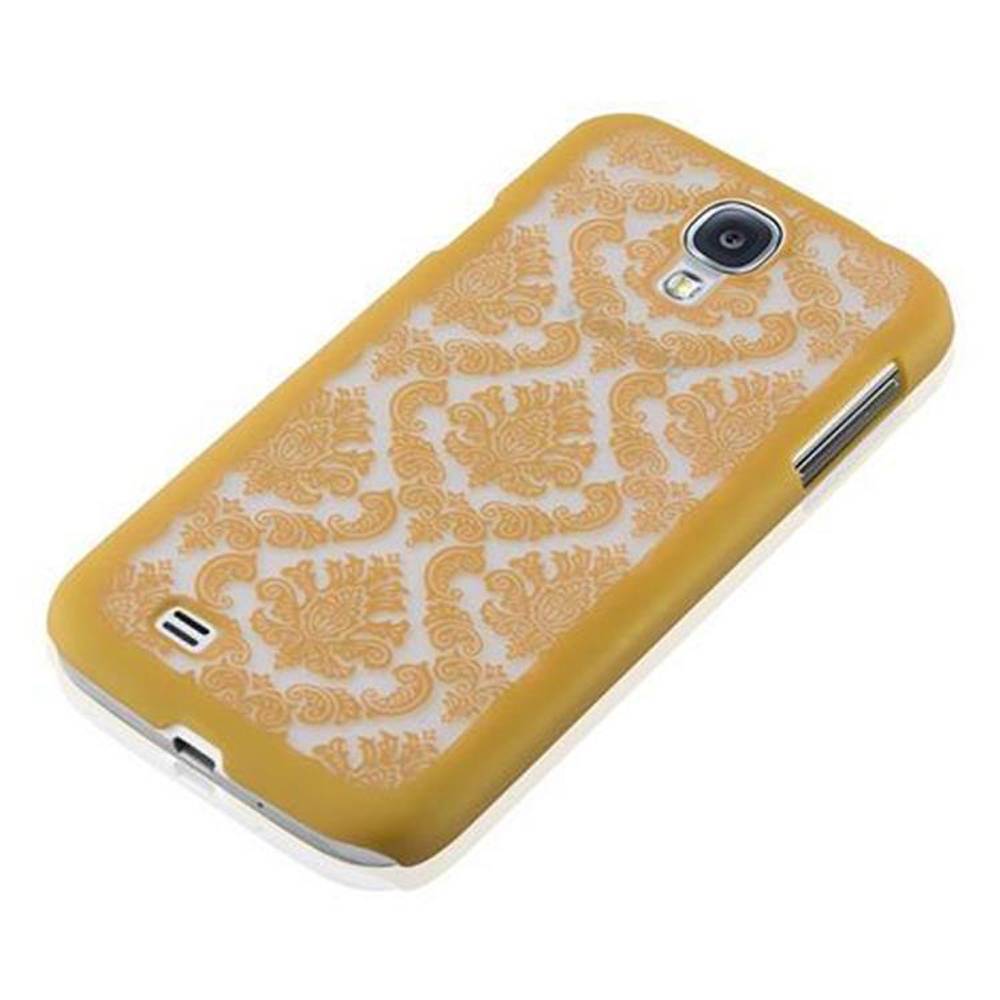 Cadorabo Hülle für Samsung Galaxy S4 Schutz Hülle in Gold Hard Case Schutzhülle Blumen Etui Handyhülle