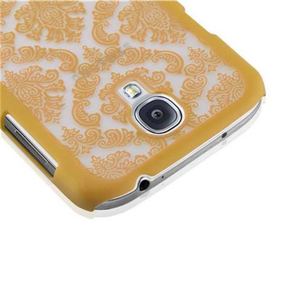 Cadorabo Hülle für Samsung Galaxy S4 Schutz Hülle in Gold Hard Case Schutzhülle Blumen Etui Handyhülle