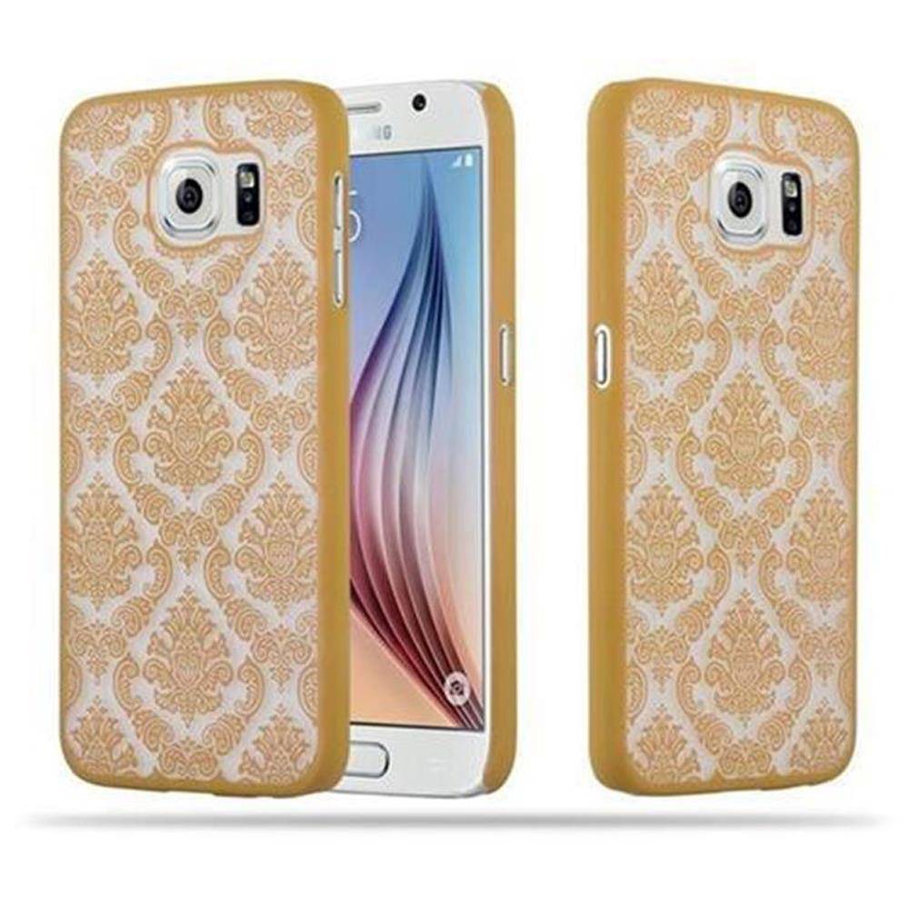 Cadorabo Hülle für Samsung Galaxy S6 Schutz Hülle in Gold Hard Case Schutzhülle Blumen Etui Handyhülle