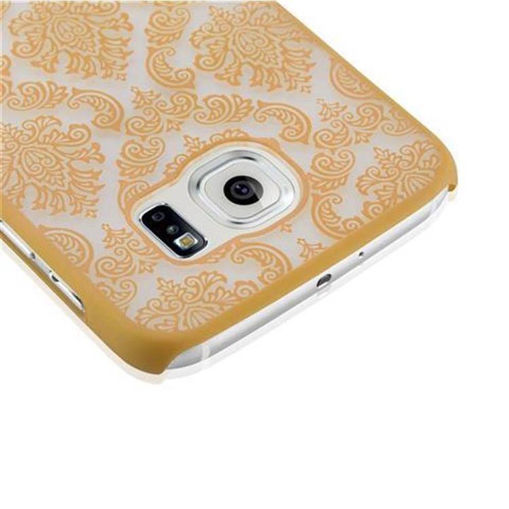 Cadorabo Hülle für Samsung Galaxy S6 Schutz Hülle in Gold Hard Case Schutzhülle Blumen Etui Handyhülle