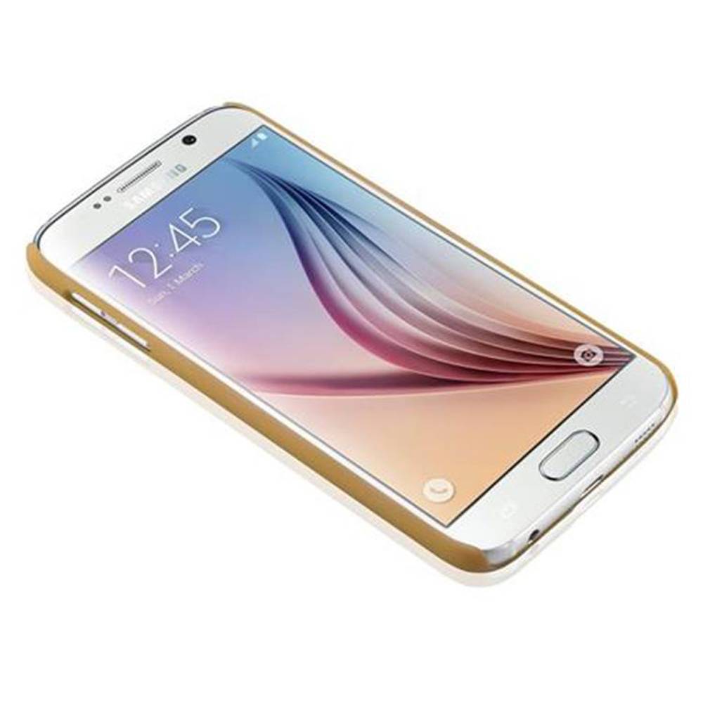 Cadorabo Hülle für Samsung Galaxy S6 Schutz Hülle in Gold Hard Case Schutzhülle Blumen Etui Handyhülle