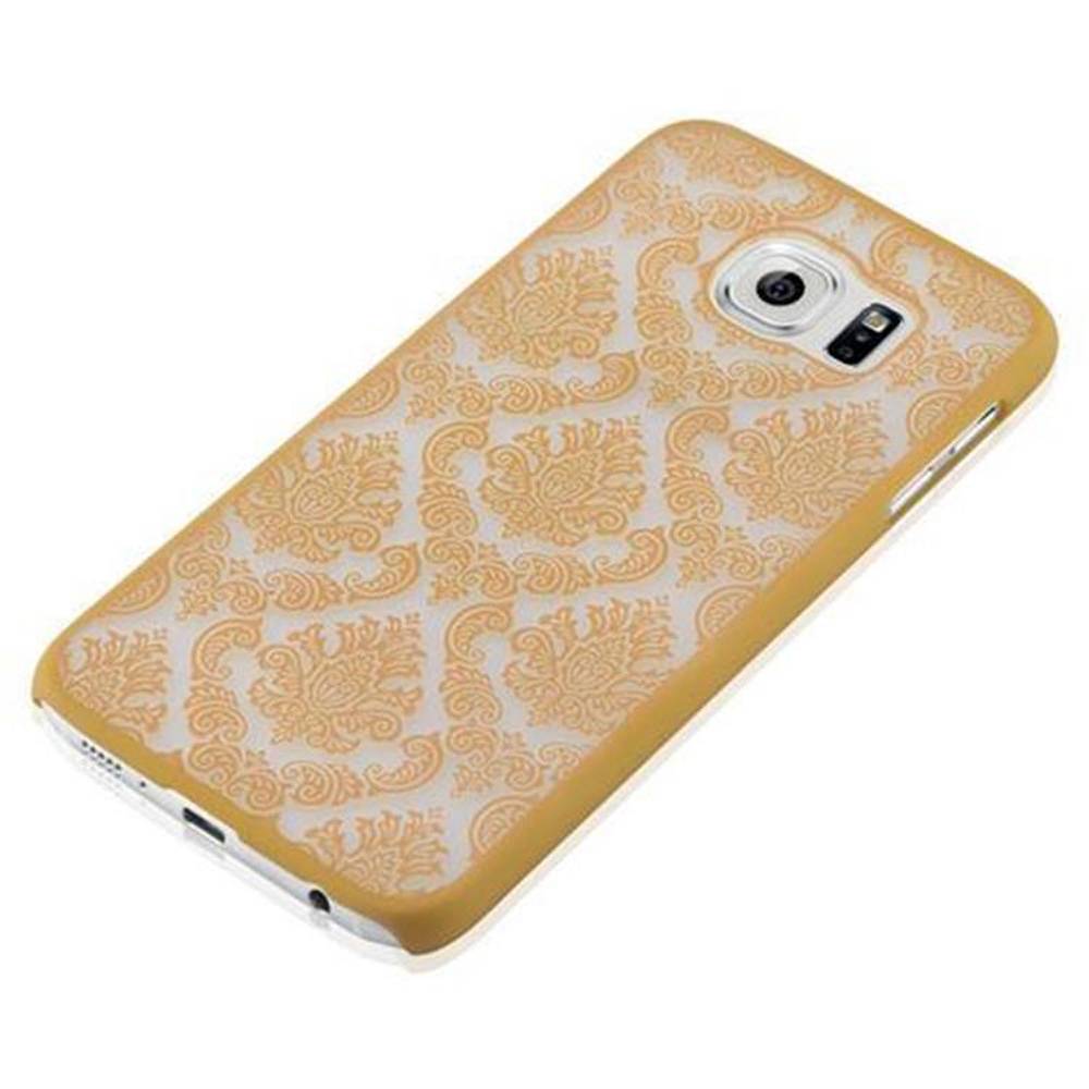 Cadorabo Hülle für Samsung Galaxy S6 Schutz Hülle in Gold Hard Case Schutzhülle Blumen Etui Handyhülle