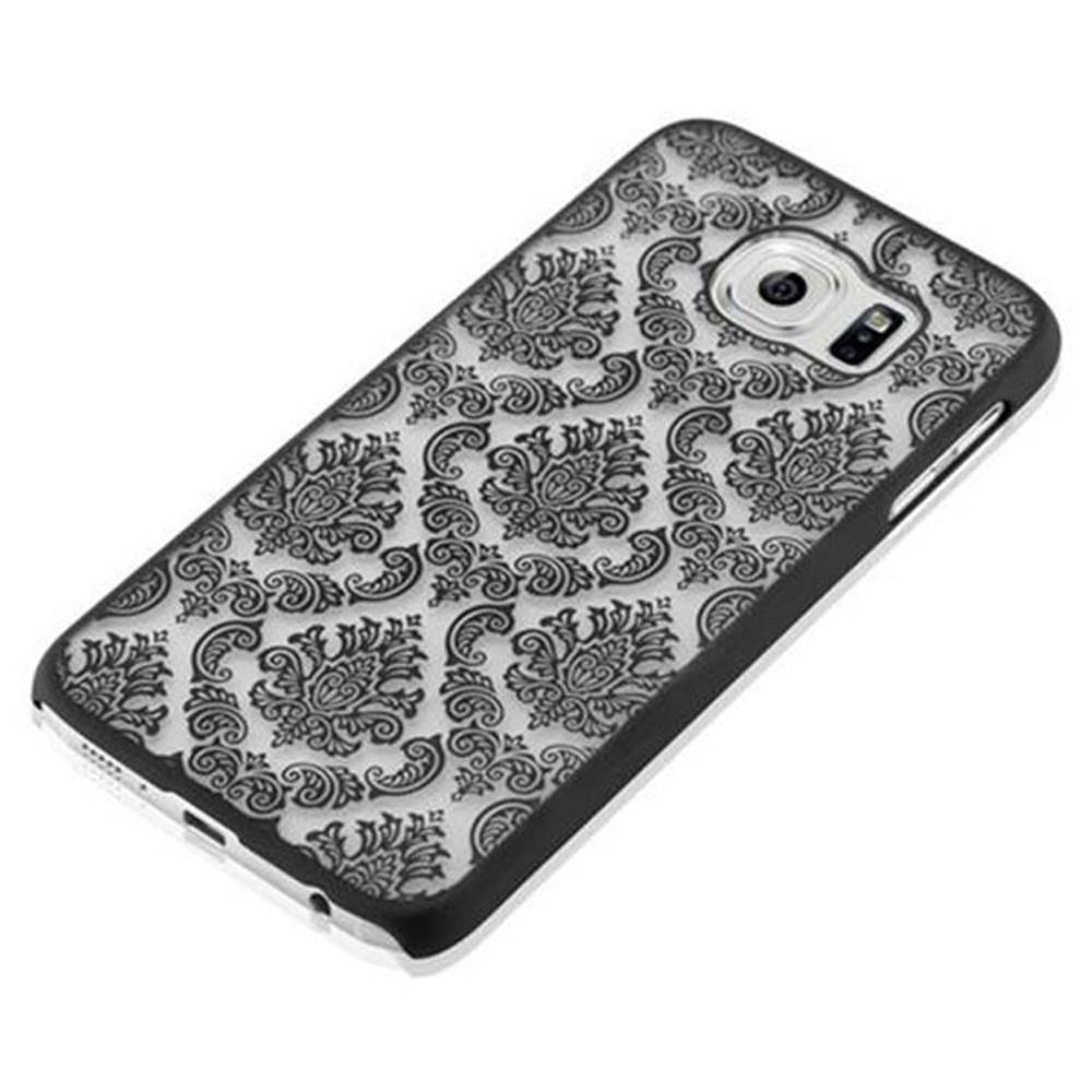Cadorabo Hülle für Samsung Galaxy S6 Schutz Hülle in Schwarz Hard Case Schutzhülle Blumen Etui Handyhülle